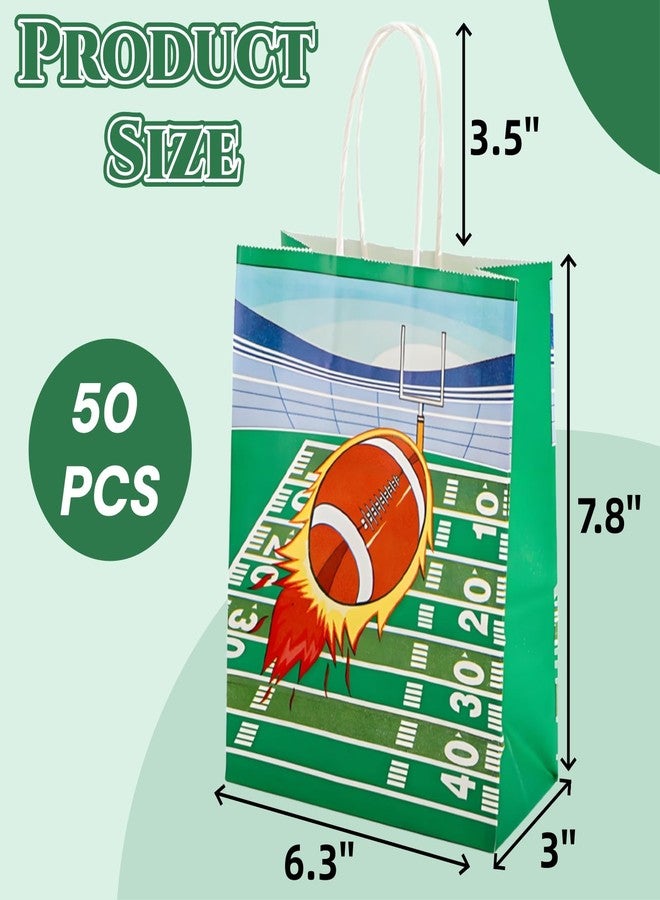 Acshio 50 Pieces Football Gift Bags, Paper Football Party Favor Goodie Bags with Handle, Sports Game Theme Rugby Candy Handbag Snack Bag Bulk for Party Gift, Treats - Image 2
